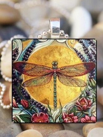 JFN  Dragonfly  Vintage Alloy  Necklace