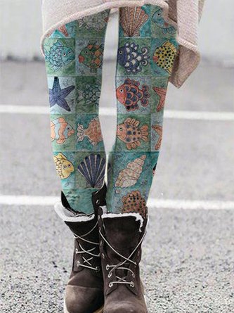 Abstract Floral-Print Leggings