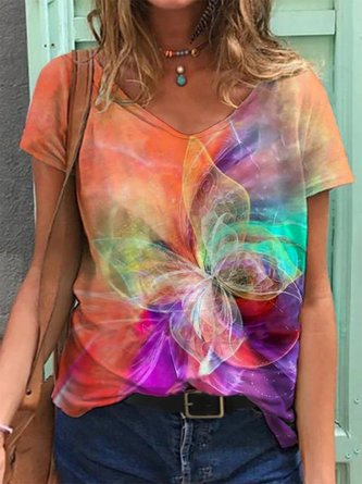 Abstract Butterfly Painting Print  V-Neck T-shirt