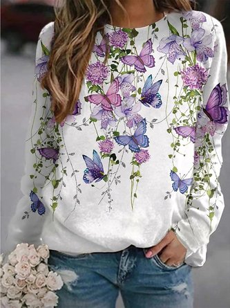 Women's Pullover Floral Butterfly Print Daily Active Sweatshirts