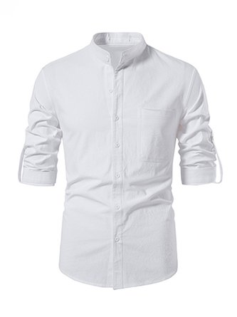Men's Plain Linen Button Casual Shirt