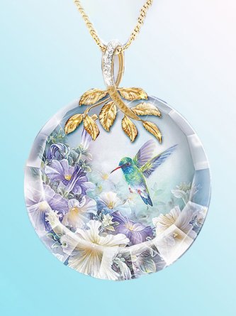 JFN  Creative Crystal Flower Bird  Necklace