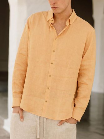 Cotton And Linen Vacation Long Sleeve Lapel Long Sleeve Shirt