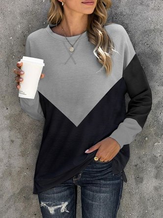 Contrast-paneled Ribbed Crew-neck Knitted Sweatshirt