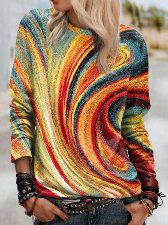 Women's Sweatshirt Pullover Oil Painting Print Casual Sports 3D Print Active Streetwear Hoodies Sweatshirts