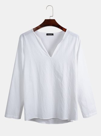 Cotton Plain Casual Shirts & Tops