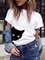 Women Printed Animal Round Neck Short Sleeve Casual T-Shirts