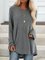 Cotton Casual Crew Neck Solid Long Sleeve Shirts & Tops