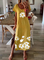 Floral Boho Maxi Casual Crew Neck Vintage Short Sleeve Shift H-lined Dresses