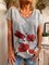 Summer V Neck Short Sleeve Printed Cotton Shirts & Tops