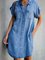 Blue Shirt Collar Plain Short Sleeve Denim Dresses