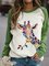Women Fashion Long Sleeve Shift Animal Casual Sweatshirt