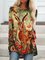 New Women Fashion Plus Size Vintage Comfortable Animal Holiday Crew Neck Shift Shirts & Tops