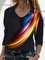 Color Block Casual V-Neckline Long Sleeve Blouses