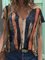 Casual Stripes V Neck Cotton-Blend Shirts & Tops