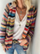 Plus size Long Sleeve Casual Striped Outerwear