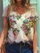 Casual V-Neck Flower Map Painting Print T-shirt