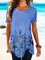 Short Sleeve Crew Neck Vintage Cotton-Blend Shirts & Tops