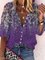 Vintage 3/4 Sleeve Floral Printed V Neck Plus Size Casual Tops