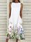 Crew Neck Floral Printed Sleeveless Dresses