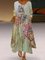 Cotton-Blend 3/4 Sleeve Casual Floral Dresses