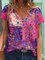 Casual Cotton-Blend V Neck Short Sleeve Shirts & Tops