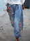 Floral-Print Casual Shift Pants