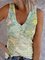 Abstract World Map Print Cold Shoulder Vests