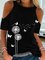 Printed Casual Cold Shoulder Round Neck T-Shirts