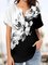 Floral Printed Short Sleeve V Neck Floral Tunic Shirts & Tops