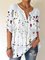 Pockets Casual Floral V Neck Shirts & Tops