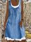 Denim Sleeveless Paneled Casual Dresses