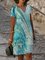 Summer Leisure Abstract Ocean Wave Gradient Color Short Sleeve Ombre/tie-Dye Shift Dresses