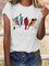 Crew Neck Animal Cotton-Blend Casual Shirts & Tops