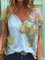 Map Casual Printed V Neck Short Sleeve Shirts & Tops