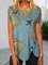 Short Sleeve Casual Map Floral-Print Shift Shirts & Tops