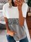 Leopard Short Sleeve Cotton-Blend Crew Neck Shirts & Tops