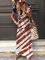Short Sleeve Casual Holiday V Neck Flag Printed Dresses