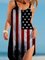 Flag Printed Crew Neck Holiday Sleeveless Dresses