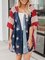 Casual American Flag Kimono Half Sleeve Loose Tops