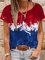 Flag Short Sleeve Shift Crew Neck Casual Shirts & Tops