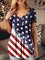 Short Sleeve Flag Cotton-Blend Crew Neck Shirts & Tops