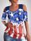Womens casual Fourth of July American flag print top