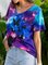 Cat Butterfly Illusion Starry Sky Painting Print T-shirt