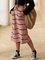 Casual Striped Printed Cotton-Blend Stretch Waist Skirts with Pockets