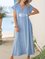 Short Sleeve V Neck Cotton-Blend Printed Dresses