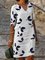 V Neck Shift Cotton-Blend Casual Dresses