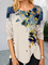 Butterfly Printed Casual Scoop Neckline Long Sleeve Floral Shirts & Tops