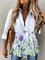 Casual Shawl Collar Floral Pockets Shirts & Tops