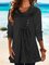 Long Sleeve Cowl Neck Cotton-Blend Casual Shirts & Tops